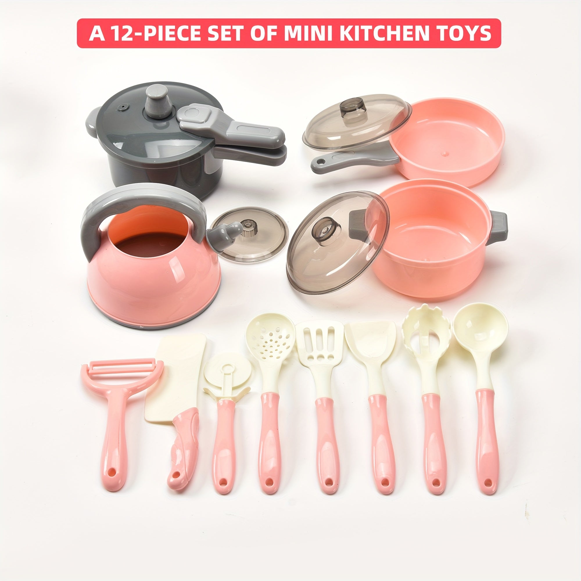 12pcs Pretend Kitchen Cooking Set for Girls | Realistic Toys with Kettle, Pan