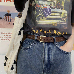 Girls Boys Hollow Buckle Retro Decorative Jeans Pants Belt
