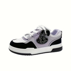 Women's Rabbit Lace-up Skate Shoes Lightweight Platform Sneakers