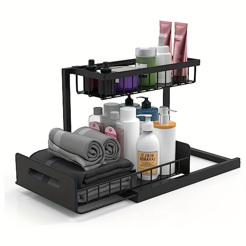 2 Tier Sliding Shelf Under Sink Organizer Pull Out Type Cabinet Organizer