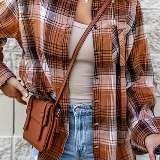 Plaid Print Long Sleeve Button Up Shirt