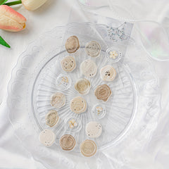 18pcs Flower Wax Seal Stamp Stickers Brown Gradient Girls Decoration