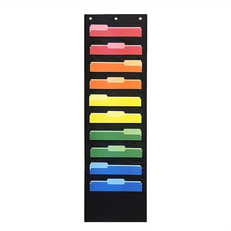 Hanging Wall File Organizer With 10 Pockets - File Folders, Assignments, Papers