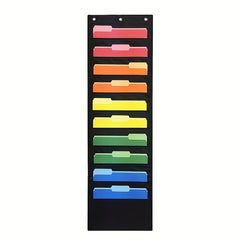 Hanging Wall File Organizer With 10 Pockets - File Folders, Assignments, Papers