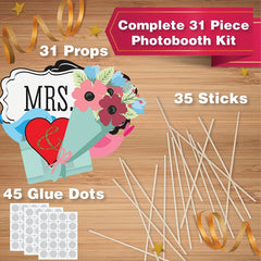 31pcs Wedding Photo Booth Props Fun and Festive Party Decor Supplies
