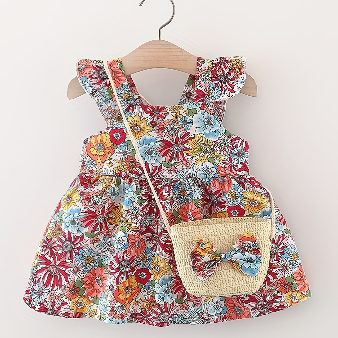 Baby Girl's Floral Cami Dress & Bag Toddler's Casual Outfit