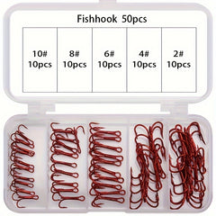 50pcs High Carbon Steel Fishing Hooks Treble Hooks for Saltwater Freshwater