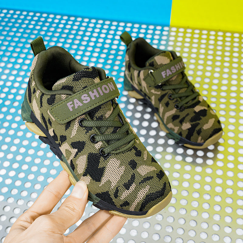 Boys Camouflage Soft Sole Sneakers Lightweight Breathable Non slip Running Shoes