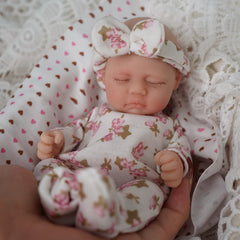 7 Inch Silicone Baby Doll with Pink Bow - Bath Time Mini Doll