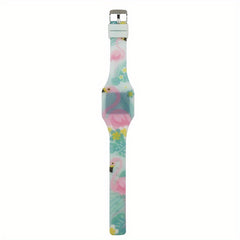 Girls Digital Watch Flamingo Theme Life Waterproof Silicone Strap