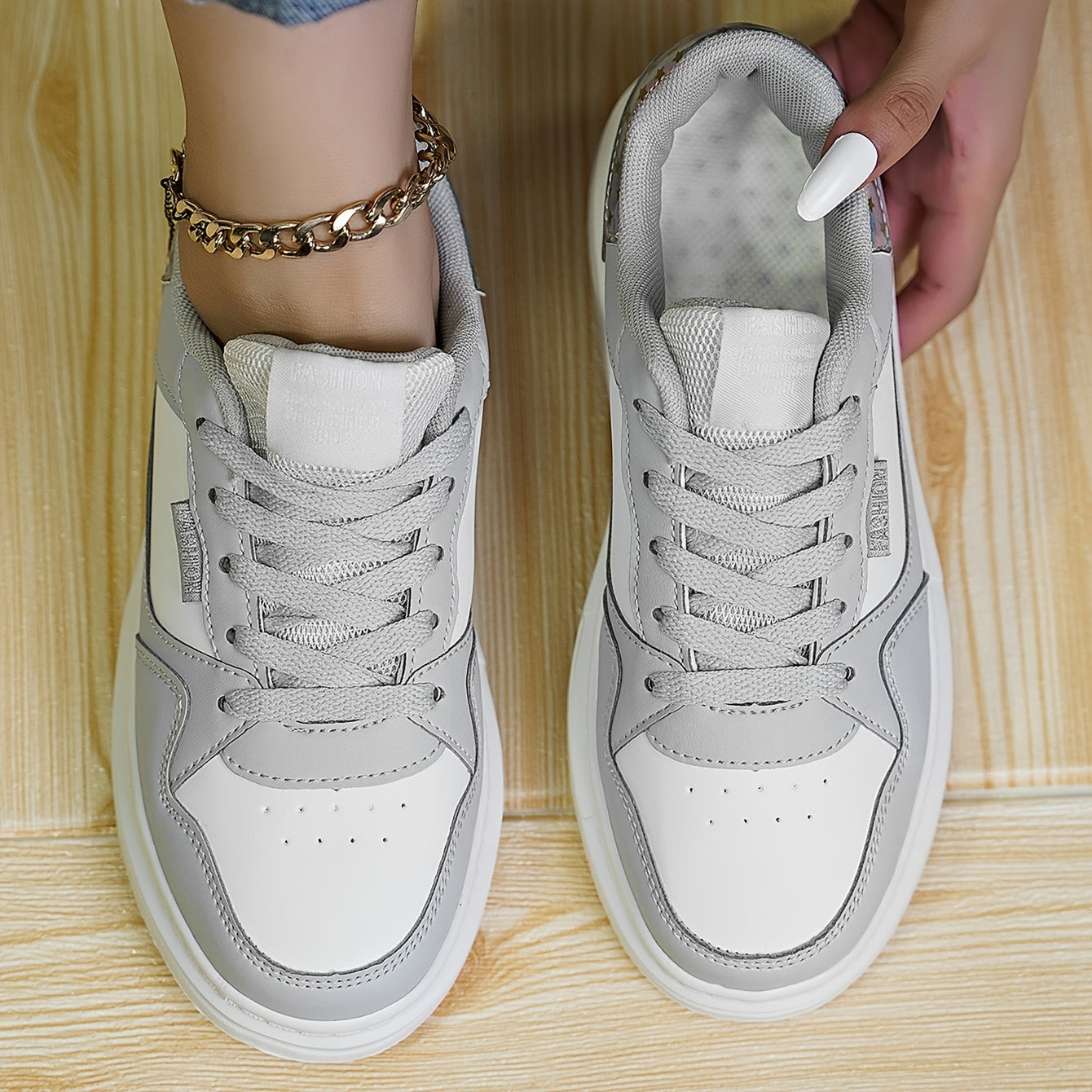 Colorblock Lace Up Skate Shoes Casual Low Top Sneaker Women's Footwear