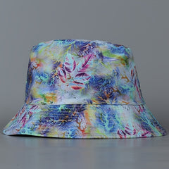 Purple Leaves Reversible Fisherman Hat Abstract Colorful Print Fisherman Cap