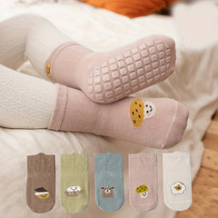 5pairs Toddler Cartoon Non Slip Socks for All Seasons