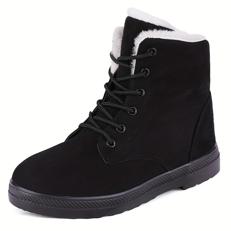 Women's Snow Boots Lace Up Platform Ankle Shoes Winter Warm & Comfortable