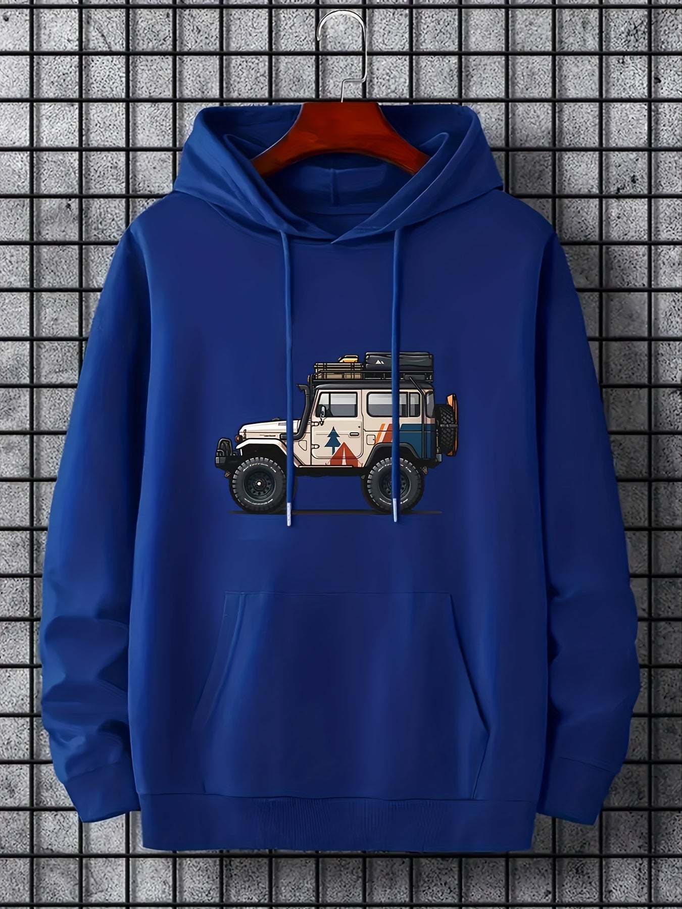 Off Road Car Pattern Men's Long Sleeve Hooded Sweatshirt
