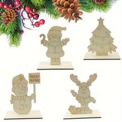 1Pc Wooden Embryo DIY Wooden Christmas Elder Snowman Elk Christmas Tree
