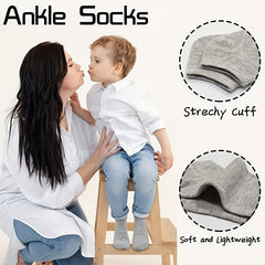 16 Pairs Boys Kids Breathable Comfy Short Socks Ankle Children's Plain Socks