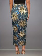 Sun Print High Waist Bodycon Skirt