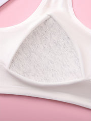 4pcs Girls Bras Soft Comfy Tank Top Without Steel Ring Wide Strap
