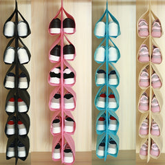 Shoe Storage Hanging Bag 12 Grids Home Wardrobe Nonwoven Shoe Rack