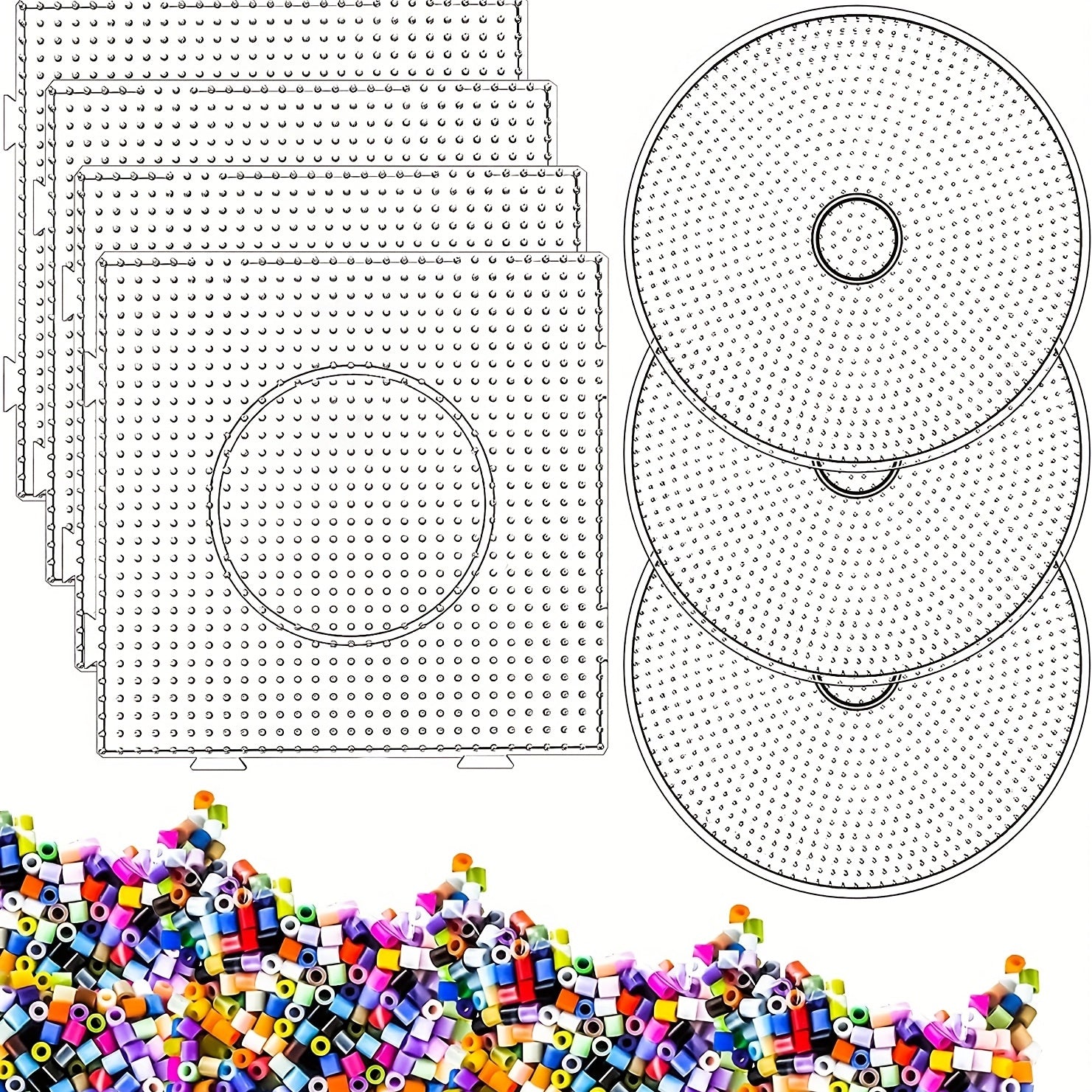 4Pcs Fuse Beads Boards 5mm Large Clear Plastic Pegboards for Jewelry Making