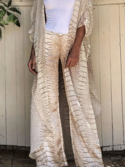 Random Print Beach Pants Elastic Waist Cover Up