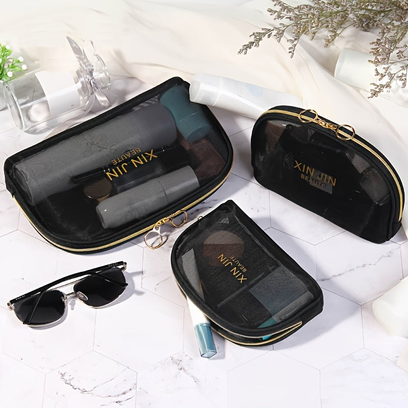 Mesh Makeup Bag Cosmetic Zipper Pouch Portable Travel Storage Bag