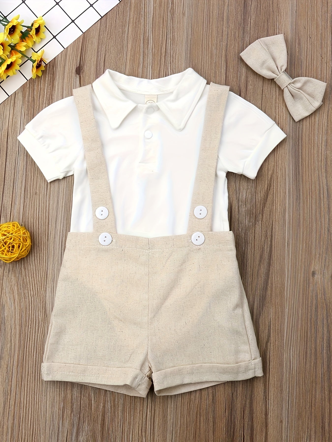 Newborn Baby Boys Gentleman Outfits Romper Top Pants Bowtie Set
