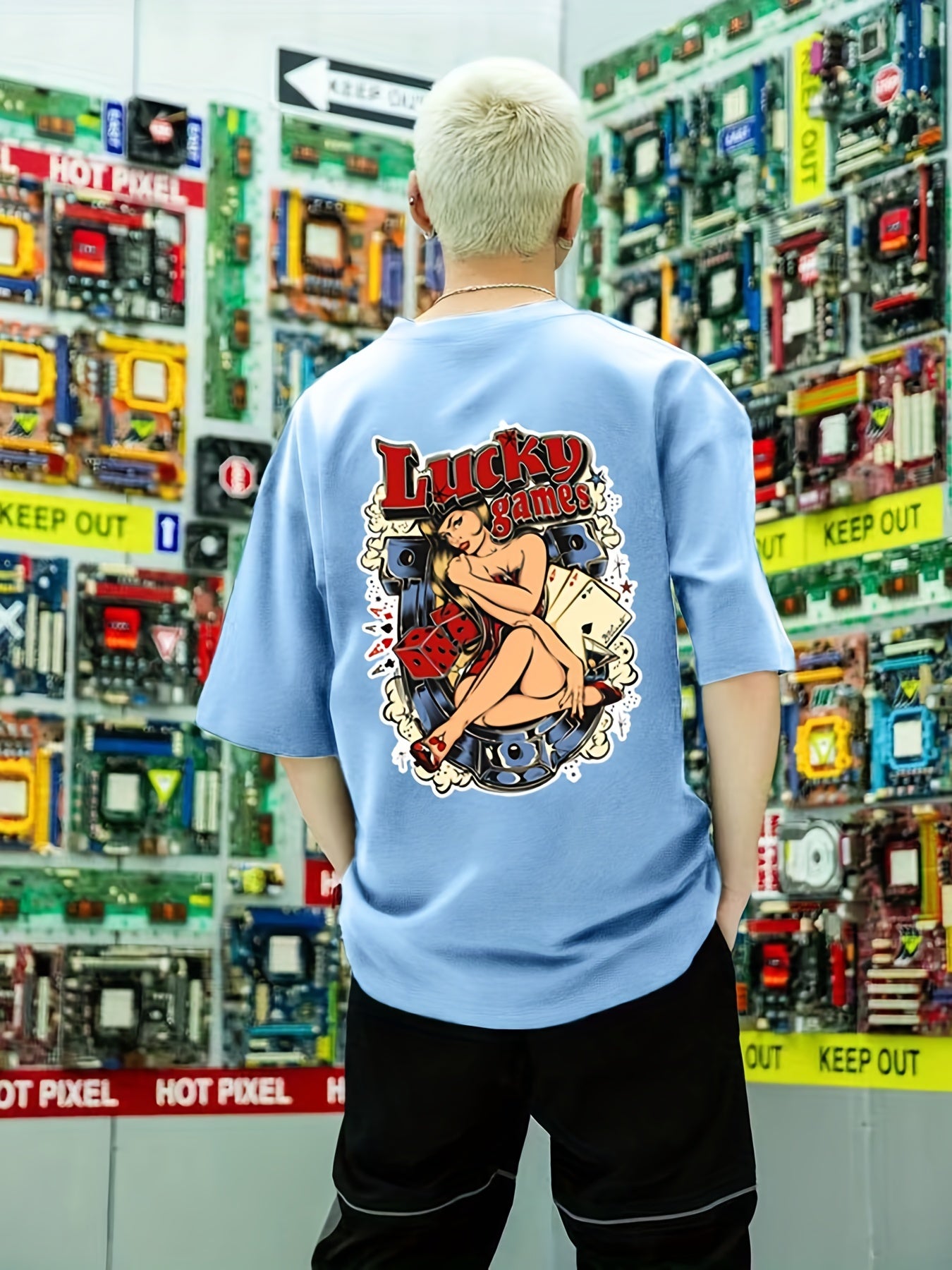 Men's Lucky Game Back Print Graphic Tee