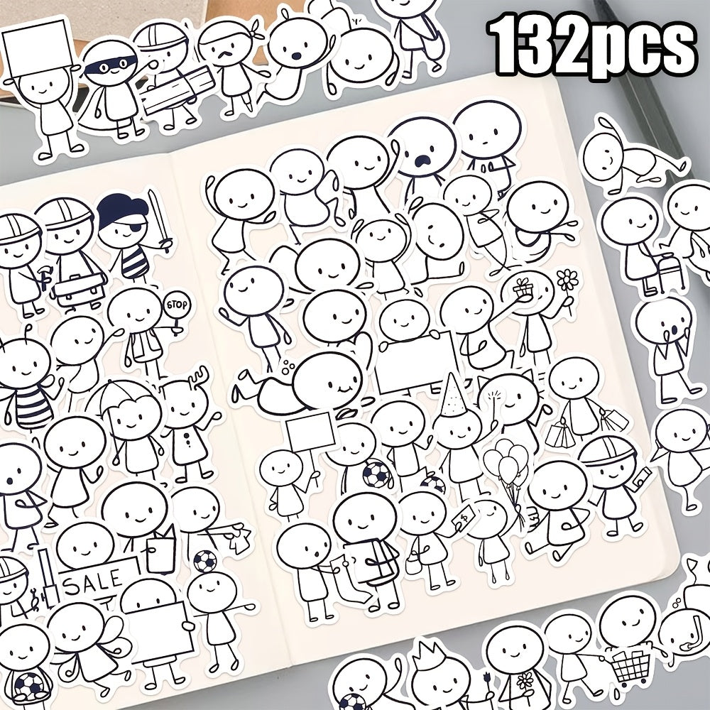 132pcs YWWBLD Cartoon Character Stickers Vibrant Designs for Laptops Phones