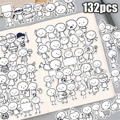 132pcs YWWBLD Cartoon Character Stickers Vibrant Designs for Laptops Phones