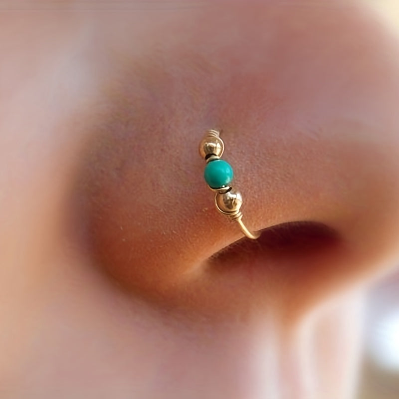 Turquoise Wrapped Nose Ring Body Piercing Jewelry