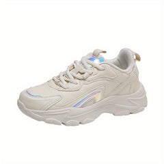 Women's Faux Leather Chunky Sneakers Comfortable Travel Shoes
