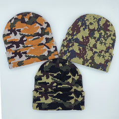 Camouflage Windproof Knit Beanie Hat Autumn Winter Warm Ski Cold Hat