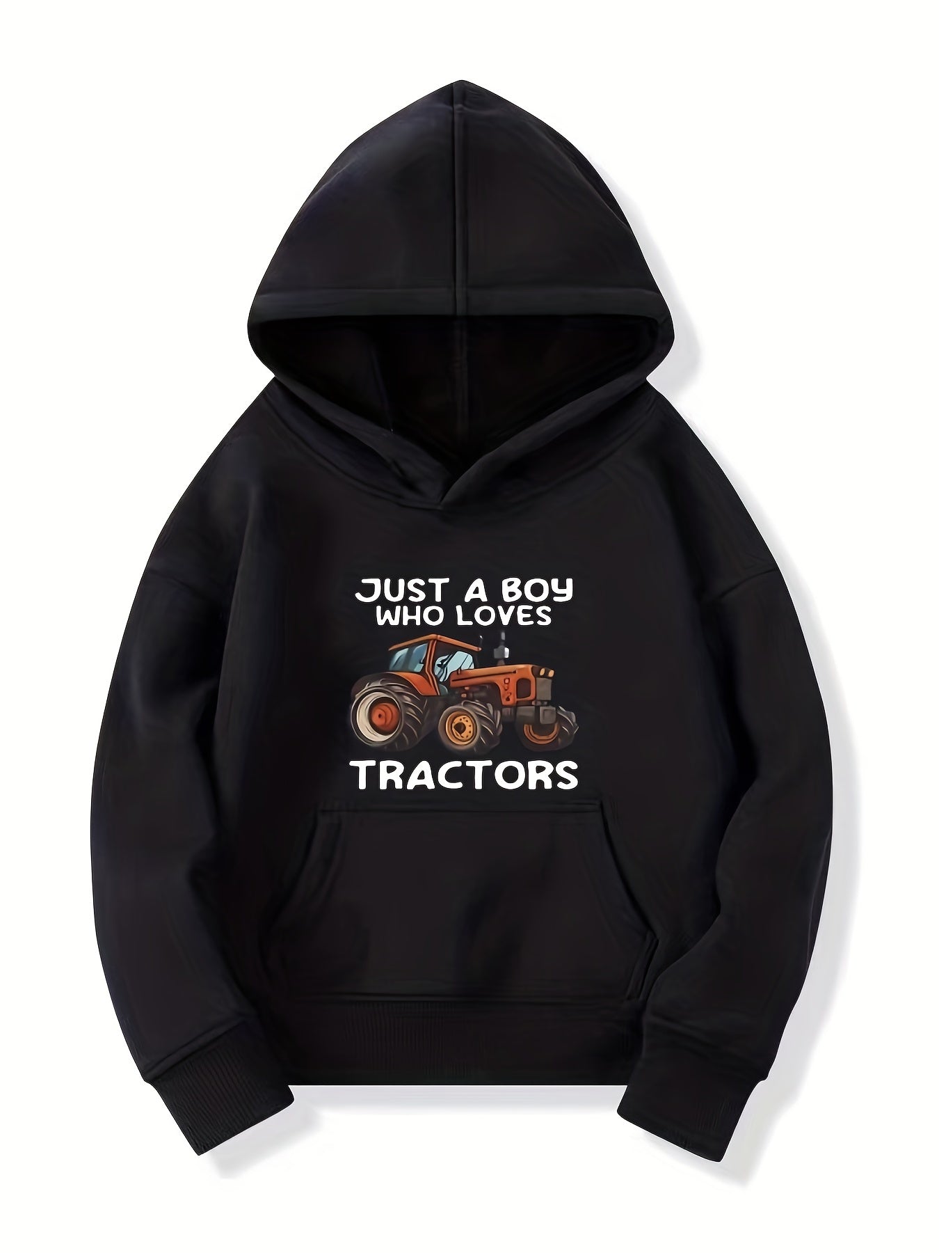 TRACTOR Letter Print Boys Hooded Sweatshirt