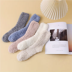 5 Pairs Warm Fuzzy Socks Mid Tube Women's Stockings