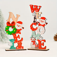Wooden Christmas Ornament Painted Letters DIY Decor