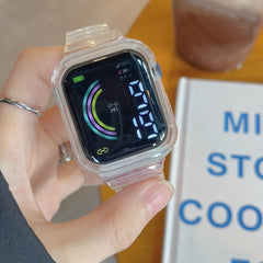 Large Screen Rainbow LED Square Watch For Kids