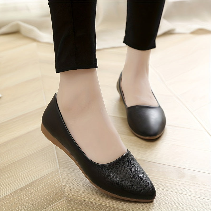 Women's Solid Flat Slip On Soft Shallow Mouth Shoes