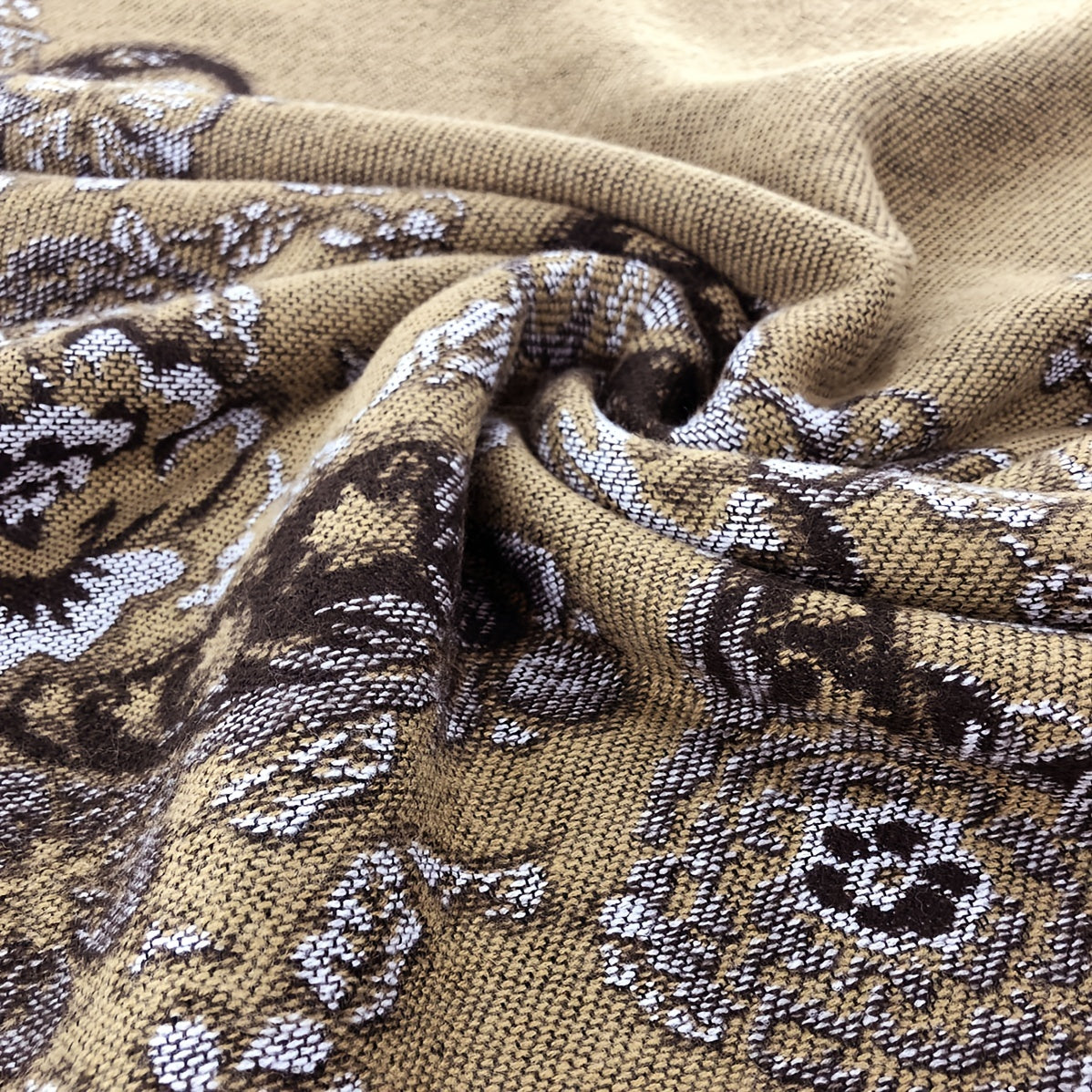 Vintage Jacquard Shawl Poncho Long Winter Warm Wrap Blanket Scarf