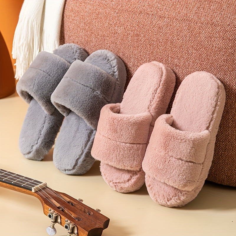 Women's Faux Fur Slippers Plush Platform Shoes