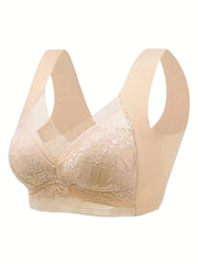 Lace Wireless Bra Full Coverage Comfy Breathable Women's Lingerie