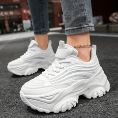 Women's Mesh Chunky Sneakers Lace Up Platform Shoes Comfortable Low Top
