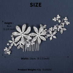 Silvery Flower Bridal Hair Comb - Wedding Accessories