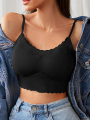 Scallop Trim Wireless Bra Full Coverage Lingerie
