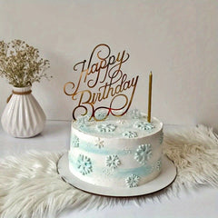 1pc Happy Birthday Art Handwriting Cake Toppers Birthday Cake Toppers Golden