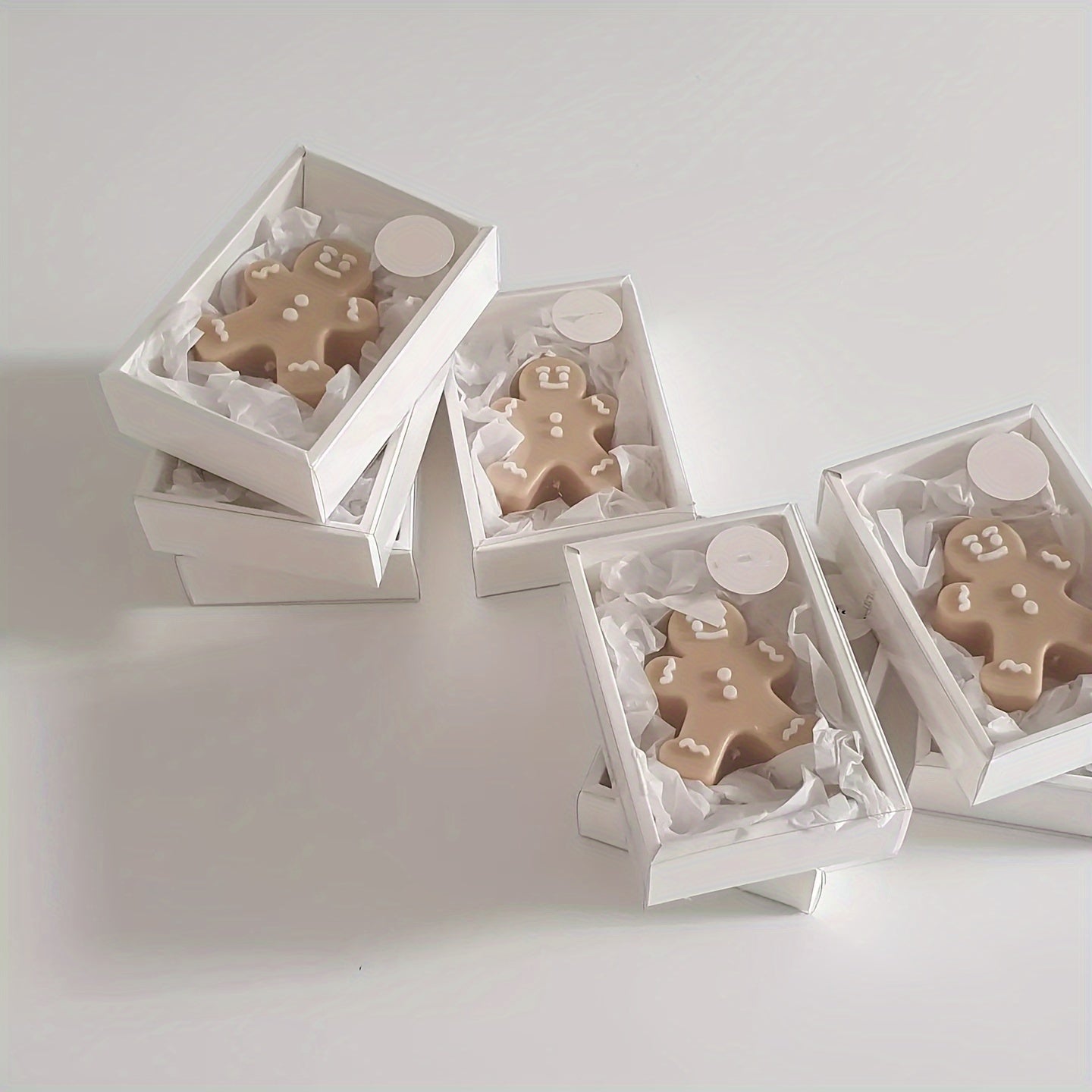 6pcs DIY Snowman Face Candle Silicone Molds Gingerbread Man Candle Aroma Soap