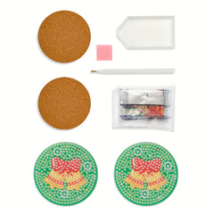 2pcs Christmas Bell Coaster Diamond Painting Car Coaster