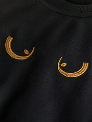 Boys Monster Eyes Embroidered Sweatshirt Long Sleeve Crew Neck Tops
