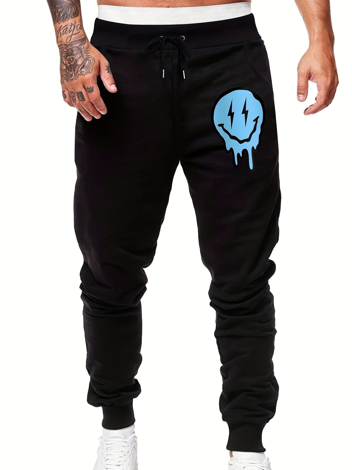 Cartoon Face Print Men's Joggers Drawstring Sports Pants